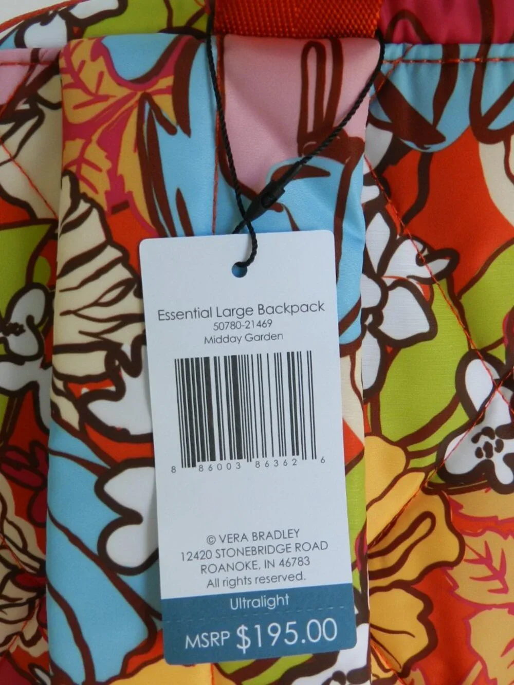Vera Bradley Ultralight Essential LARGE Backpack Laptop Bag in Midday Garden